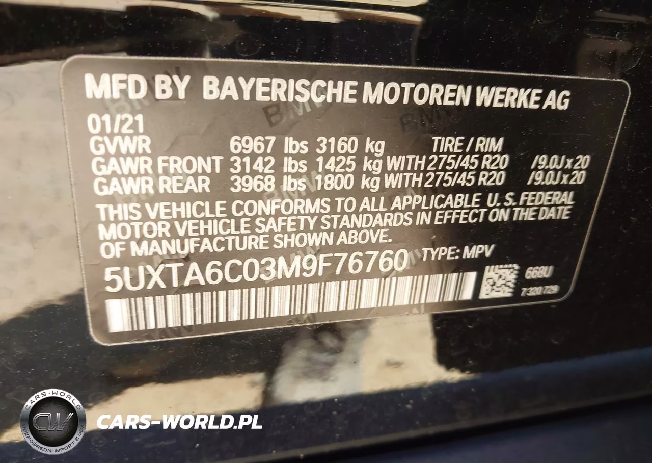 2021 BMW X5 Phev xDrive45E VIN:5UXTA6C03M9F76760 - 9