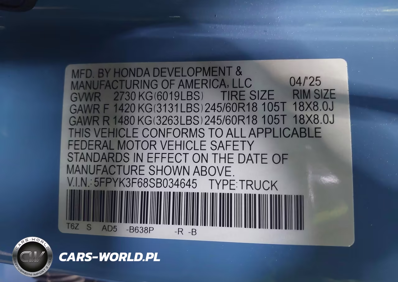 2025 Honda Ridgeline Trailsport VIN:5FPYK3F68SB034645 - 9