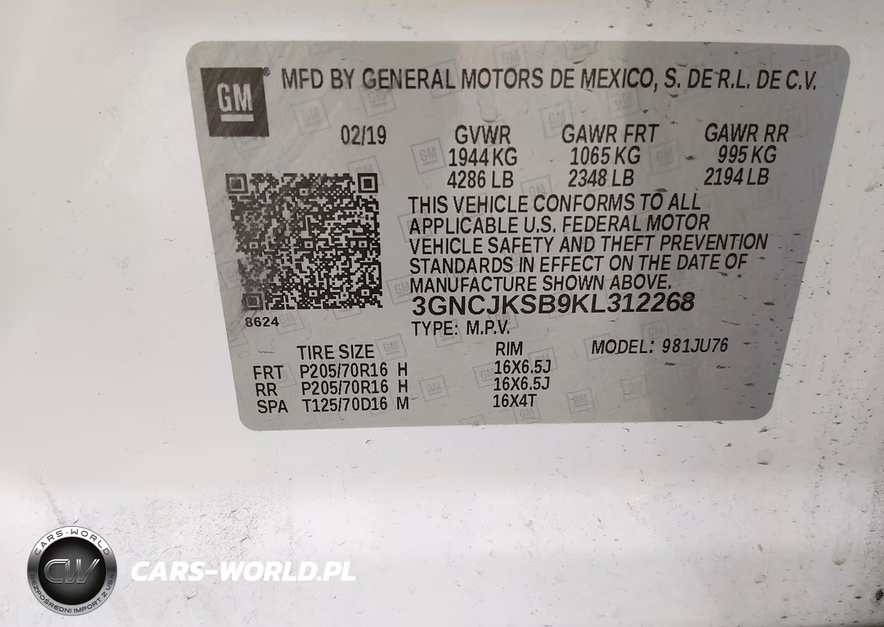 2019 Chevrolet Trax Ls VIN:3GNCJKSB9KL312268 - 9