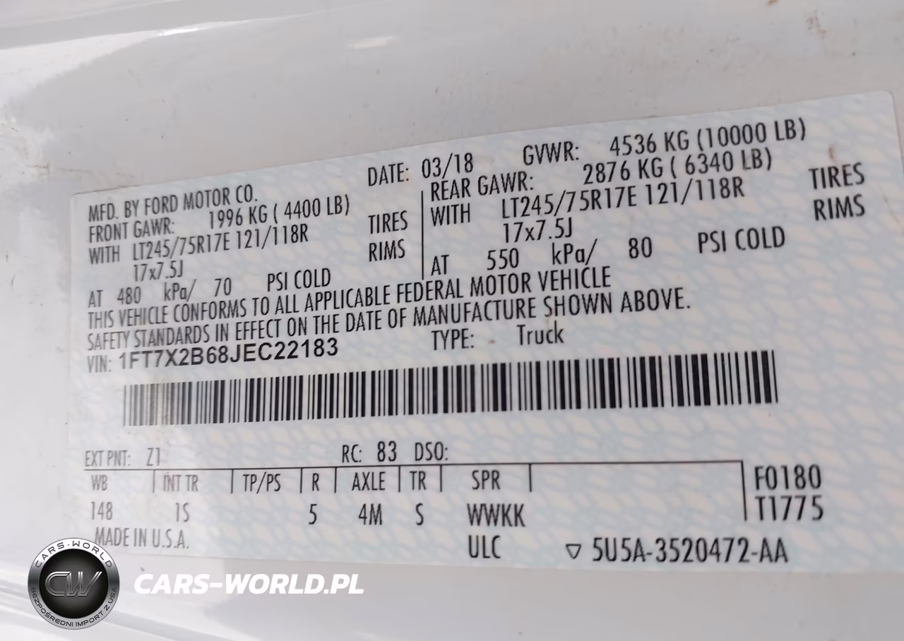 2018 Ford F-250 Xl VIN:1FT7X2B68JEC22183 - 9