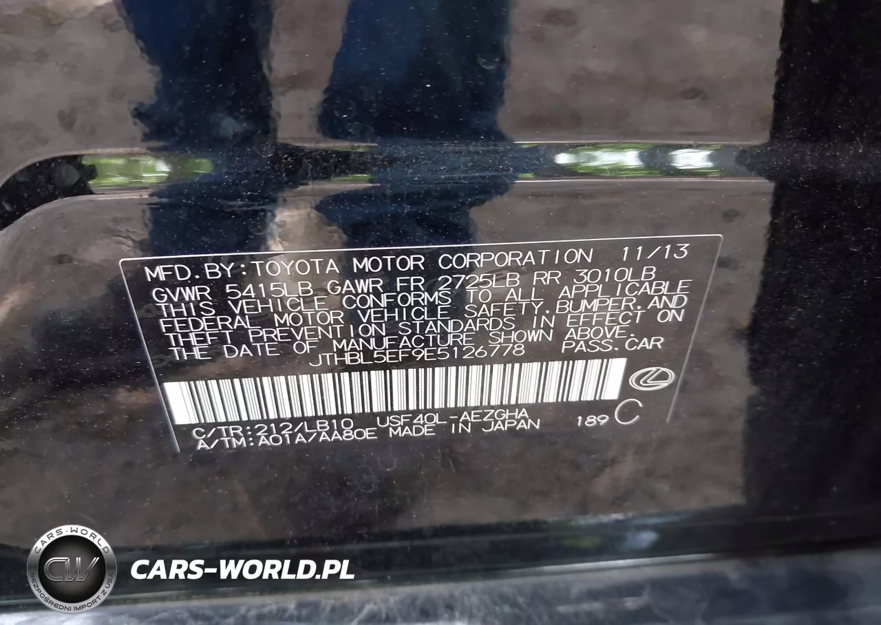 2014 Lexus Ls 460 VIN:JTHBL5EF9E5126778 - 9