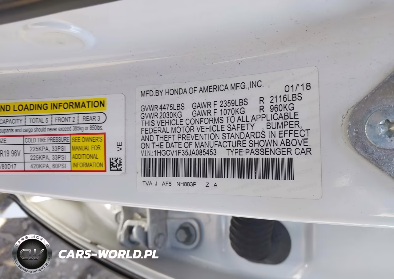 2018 Honda Accord Sport VIN:1HGCV1F35JA085453 - 9