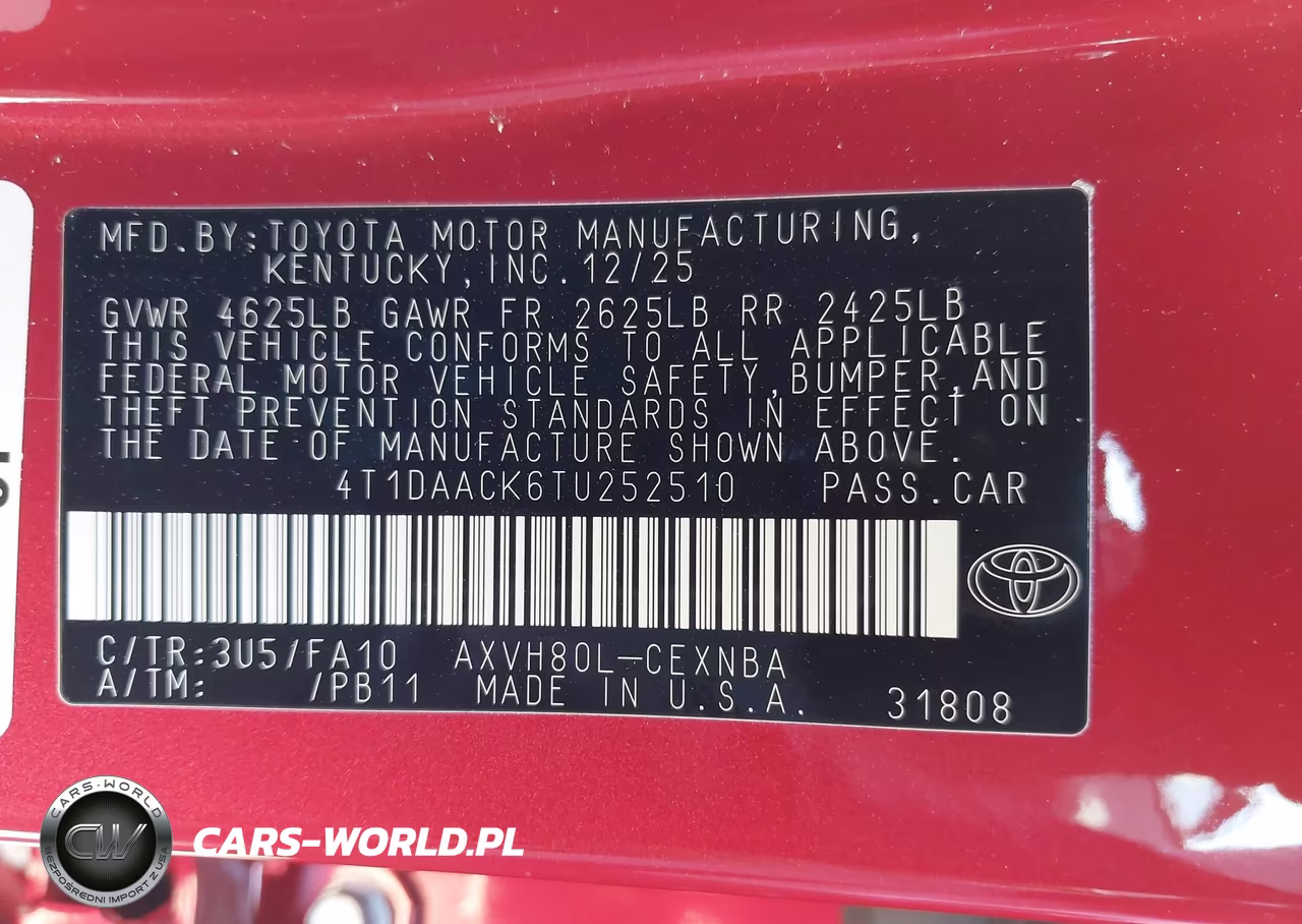 2026 Toyota Camry Le VIN:4T1DAACK6TU252510 - 9