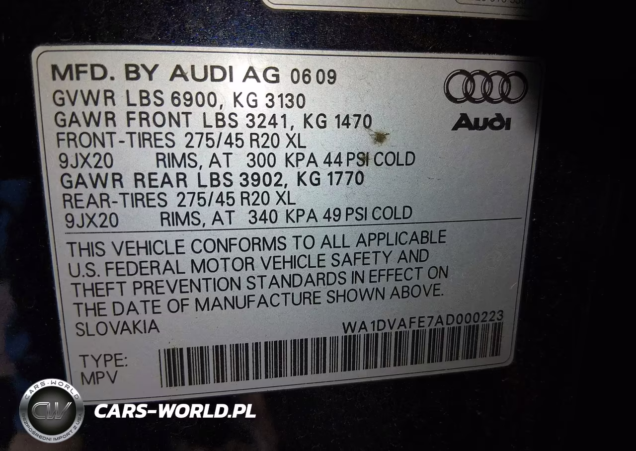 2010 Audi Q7 4.2 Prestige VIN:WA1DVAFE7AD000223 - 9