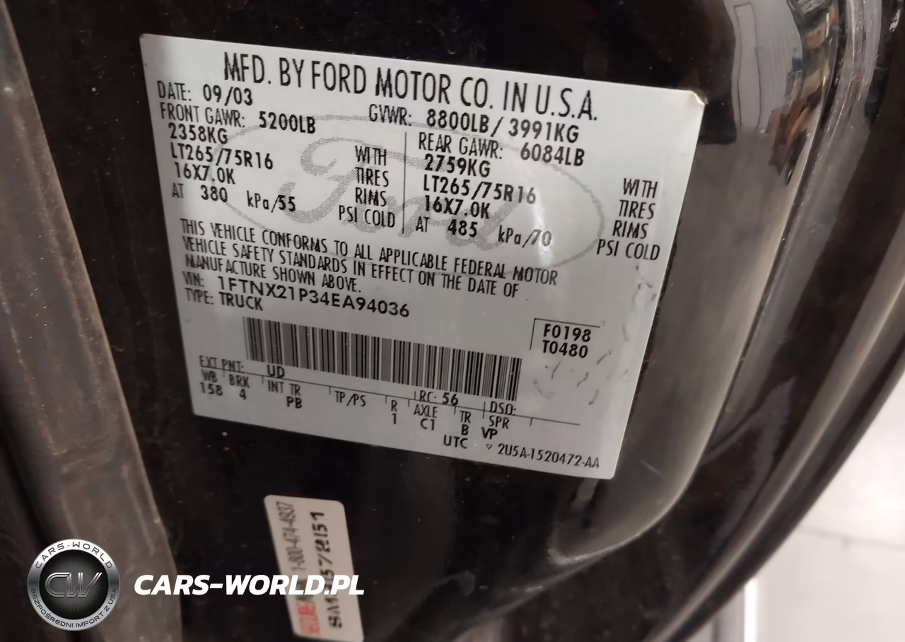 2004 Ford F-250 Lariat-Xl-Xlt VIN:1FTNX21P34EA94036 - 9
