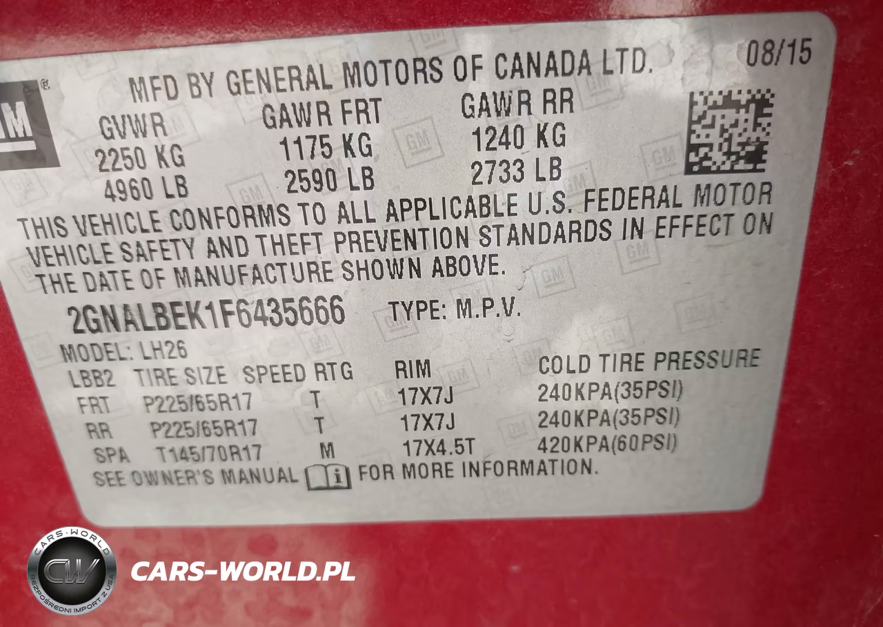 2015 Chevrolet Equinox 1Lt VIN:2GNALBEK1F6435666 - 9