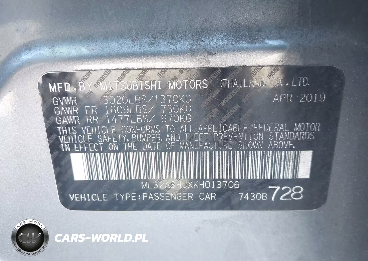 2019 Mitsubishi Mirage Es-Rf VIN:ML32A3HJXKH013706 - 9