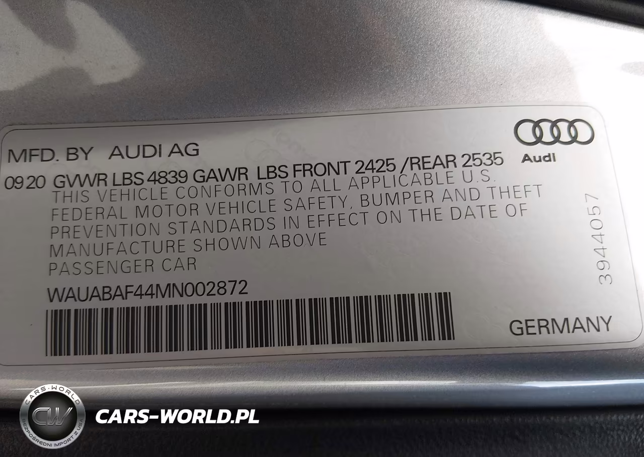 2021 Audi A4 Premium 40 Tfsi Quattro S Tronic VIN:WAUABAF44MN002872 - 9