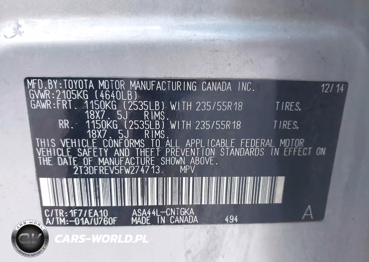 2015 Toyota Rav4 Limited VIN:2T3DFREV5FW274713 - 9