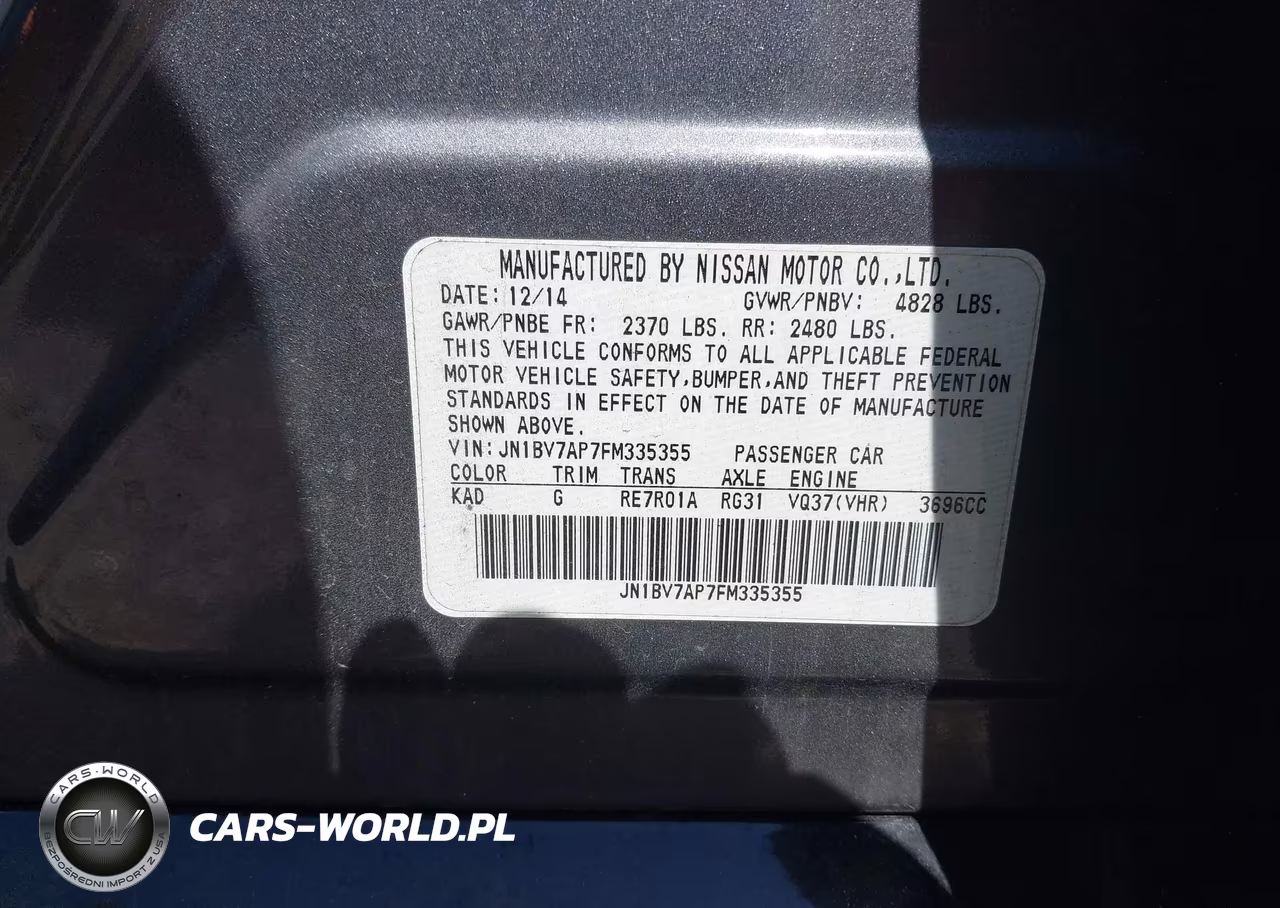 2015 INFINITI Q50 VIN:JN1BV7AP7FM335355 - 9
