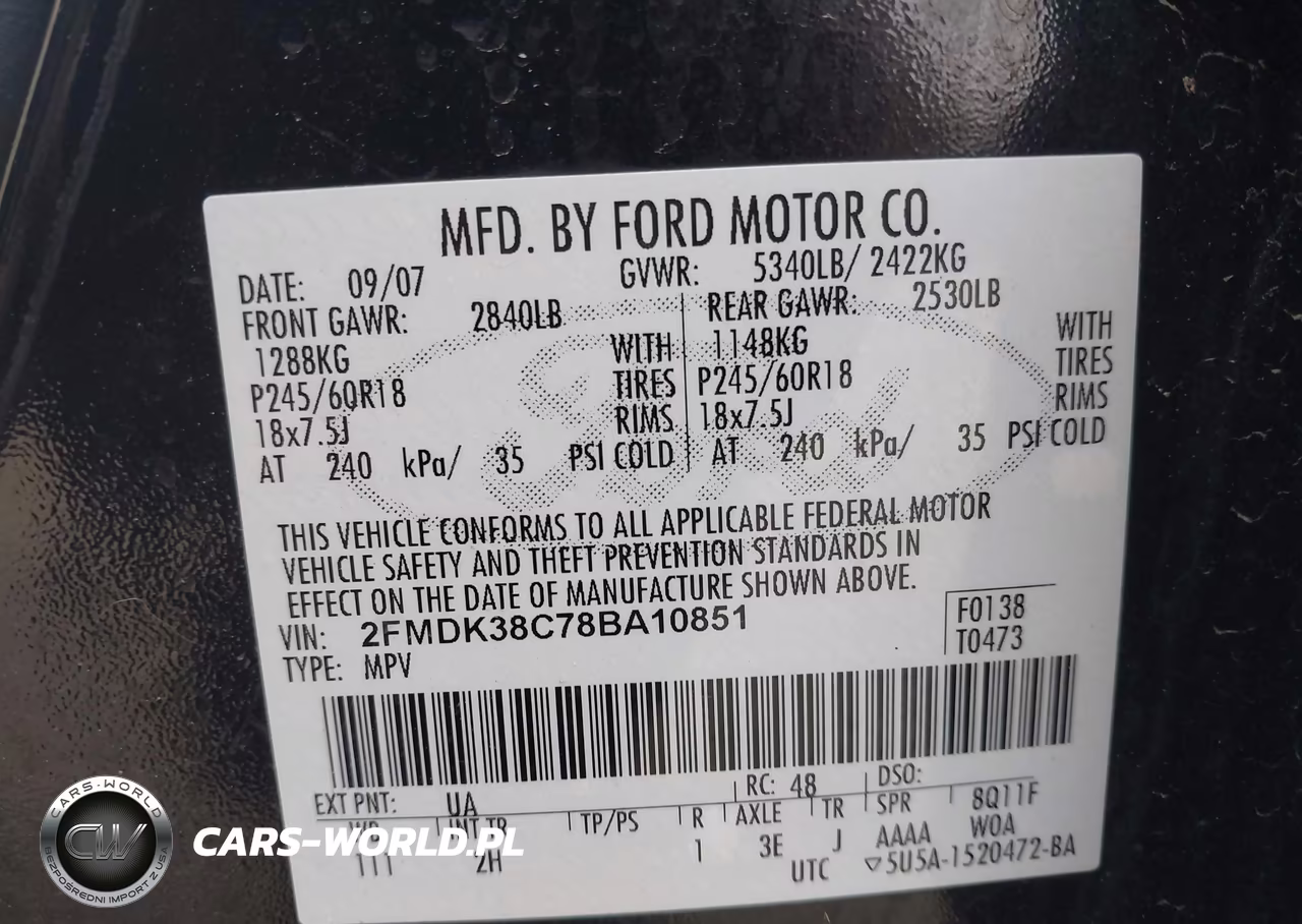 2008 Ford Edge Sel VIN:2FMDK38C78BA10851 - 9