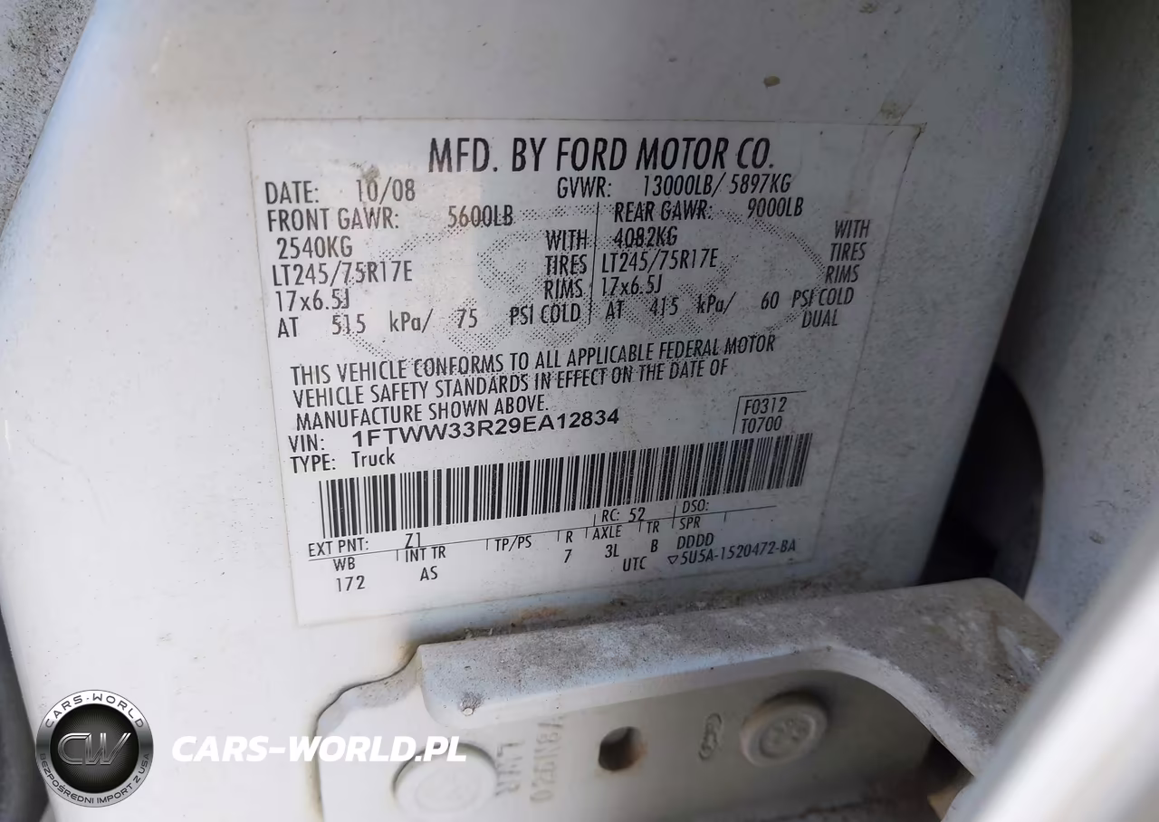 2009 Ford F-350 Fx4-King Ranch-Lariat-Xl-Xlt VIN:1FTWW33R29EA12834 - 8