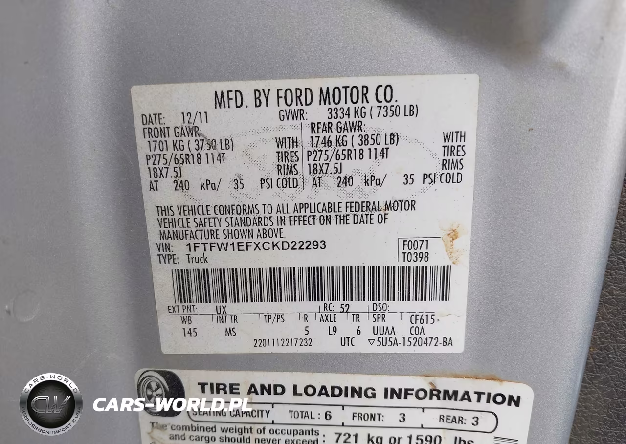 2012 Ford F-150 Xlt VIN:1FTFW1EFXCKD22293 - 9