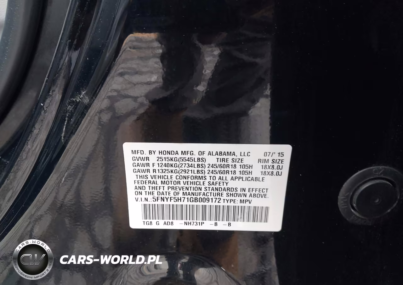 2016 Honda Pilot Ex-L VIN:5FNYF5H71GB009172 - 9