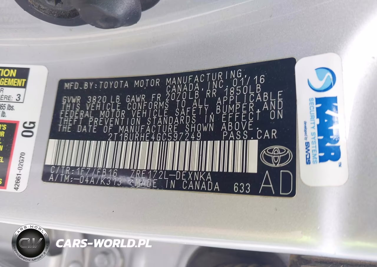 2016 Toyota Corolla Le VIN:2T1BURHE4GC597249 - 9