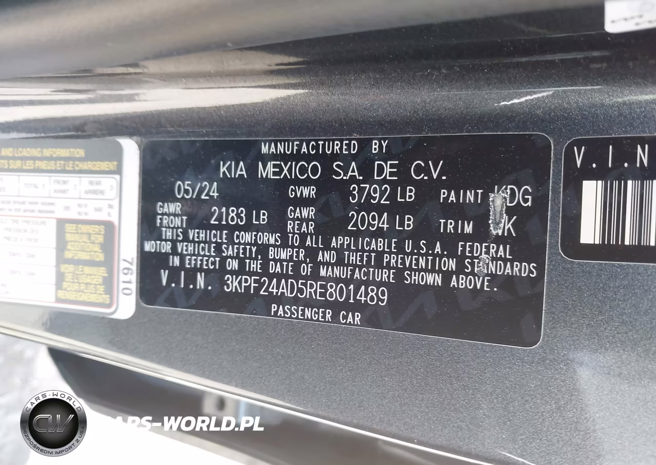 2024 Kia Forte Lxs VIN:3KPF24AD5RE801489 - 9