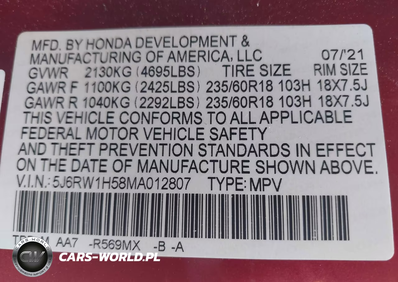 2021 Honda Cr-V 2Wd Ex VIN:5J6RW1H58MA012807 - 9