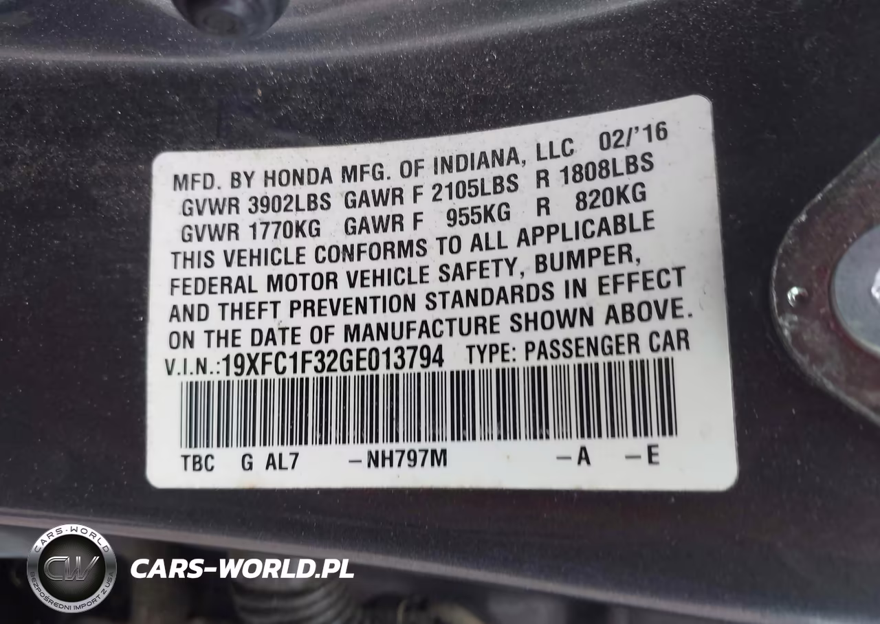 2016 Honda Civic Ex-T VIN:19XFC1F32GE013794 - 9