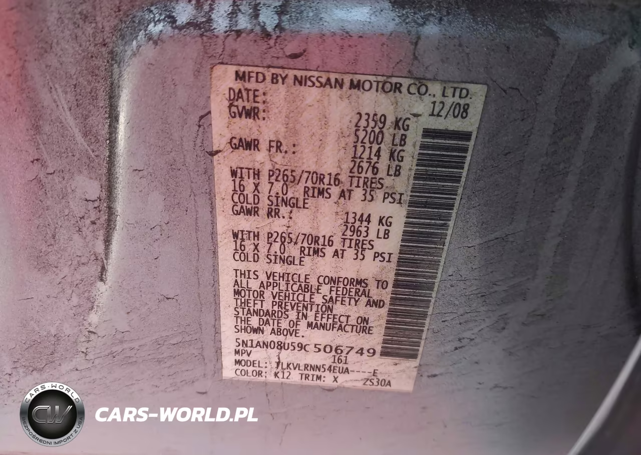 2009 Nissan Xterra S VIN:5N1AN08U59C506749 - 9