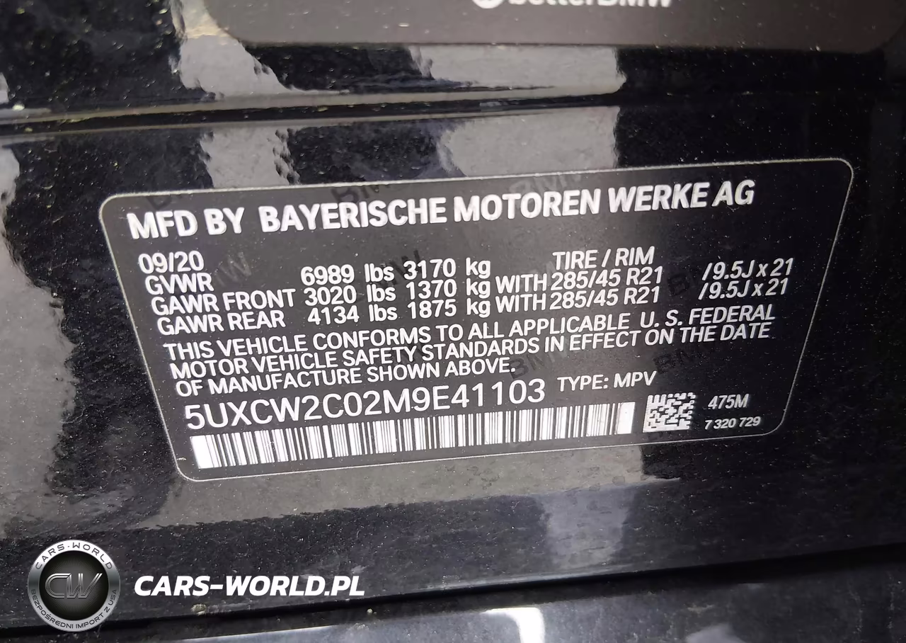 2021 BMW X7 xDrive40I VIN:5UXCW2C02M9E41103 - 9