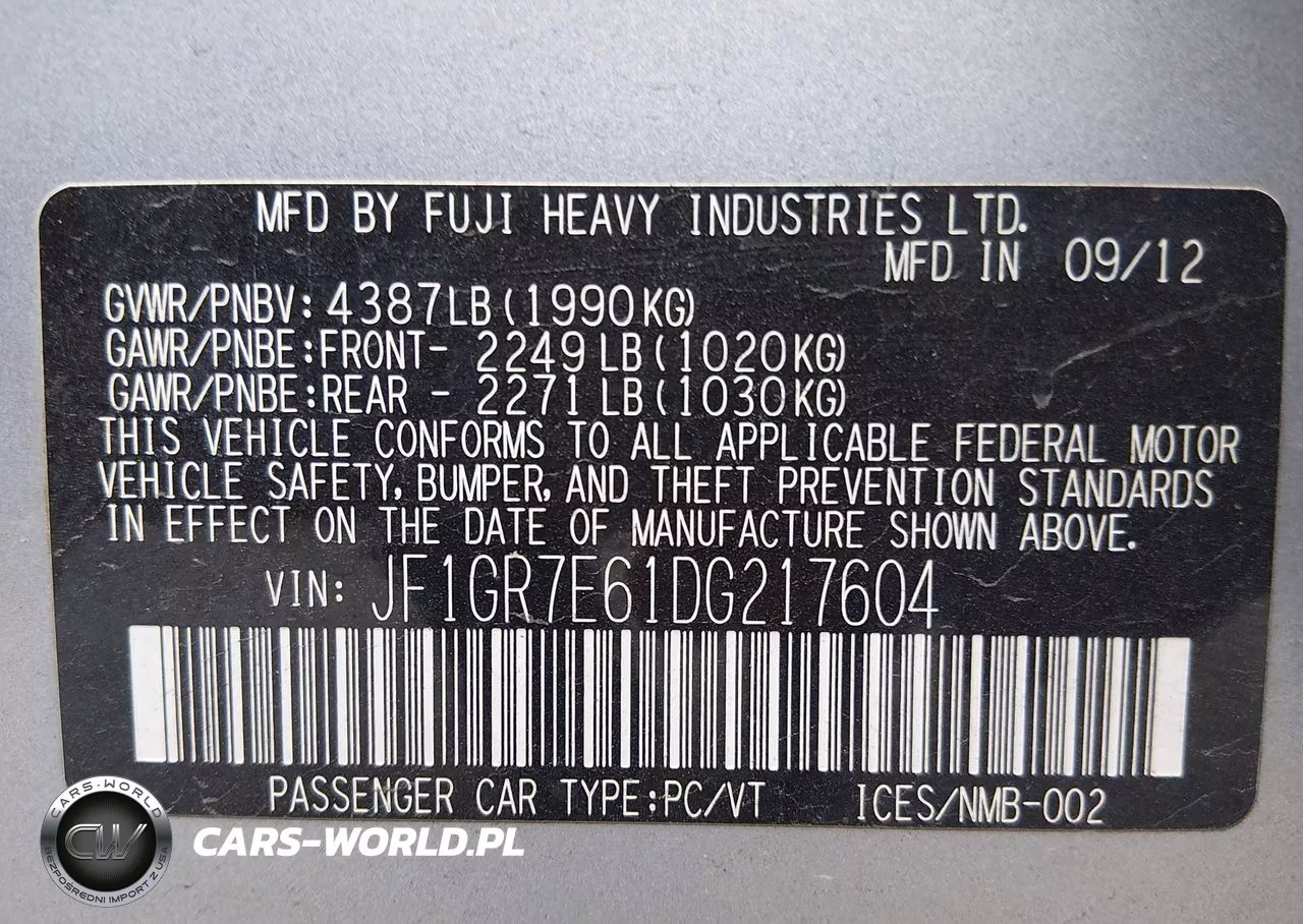 2013 Subaru Impreza Wrx VIN:JF1GR7E61DG217604 - 9