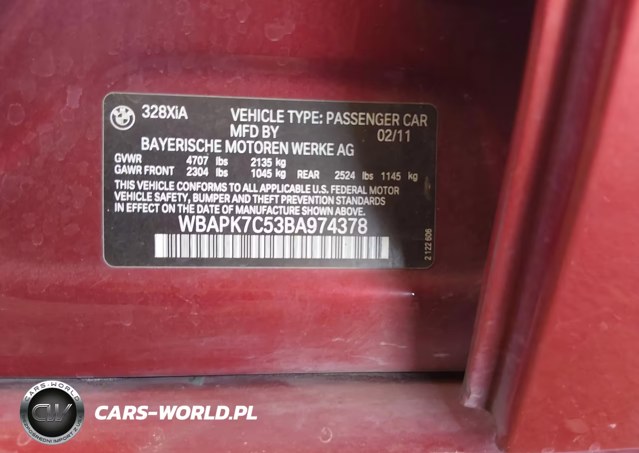 2011 BMW 328I xDrive VIN:WBAPK7C53BA974378 - 9