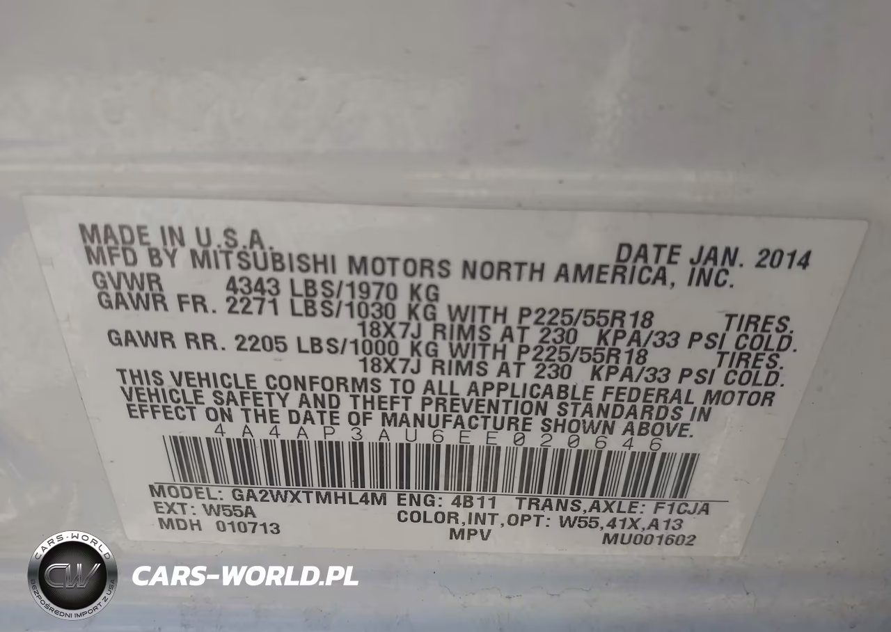2014 Mitsubishi Outlander Sport Es VIN:4A4AP3AU6EE020646 - 9
