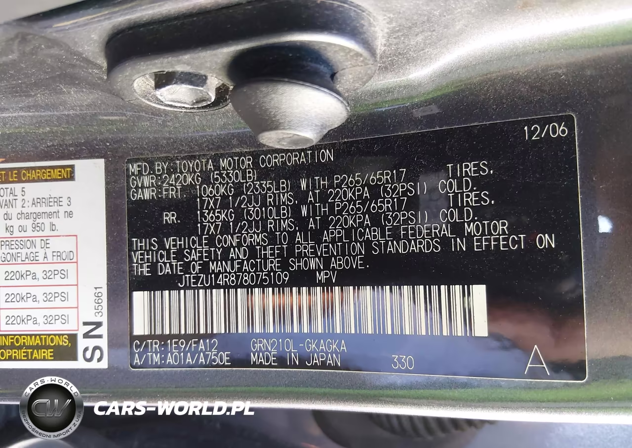 2007 Toyota 4Runner Sr5 V6 VIN:JTEZU14R878075109 - 9