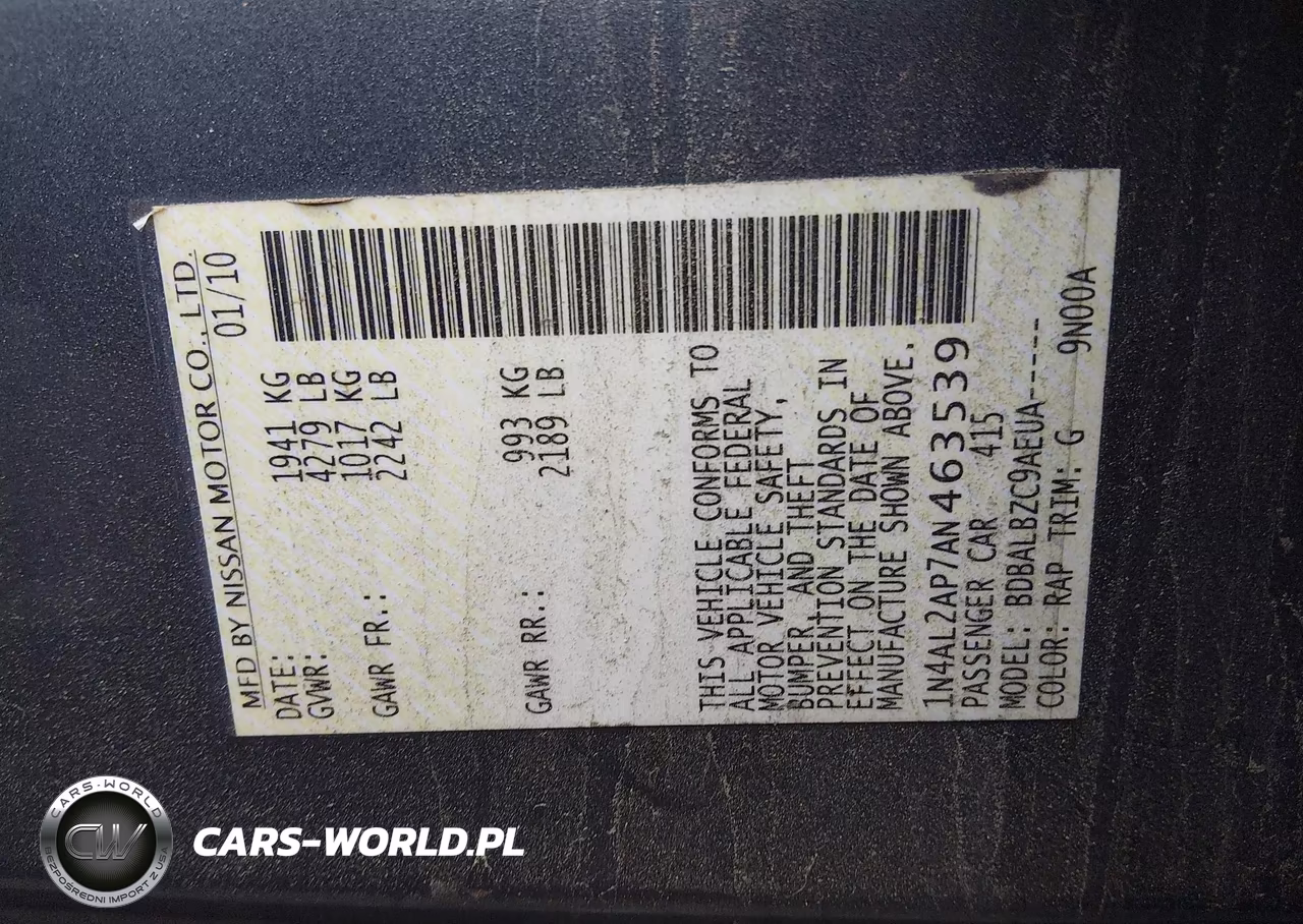2010 Nissan Altima 2.5 S VIN:1N4AL2AP7AN463539 - 9