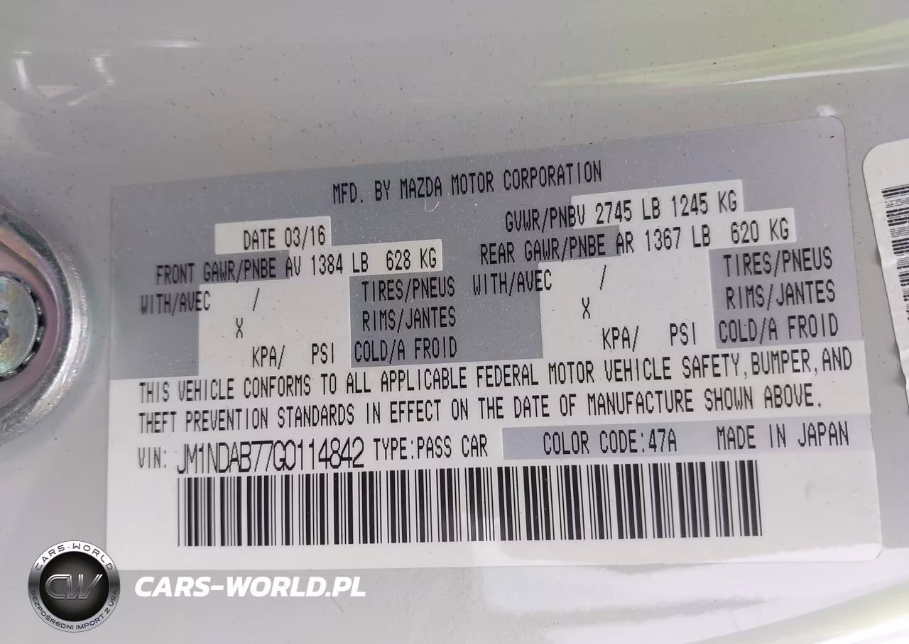 2016 Mazda Mx-5 Miata Sport VIN:JM1NDAB77G0114842 - 9