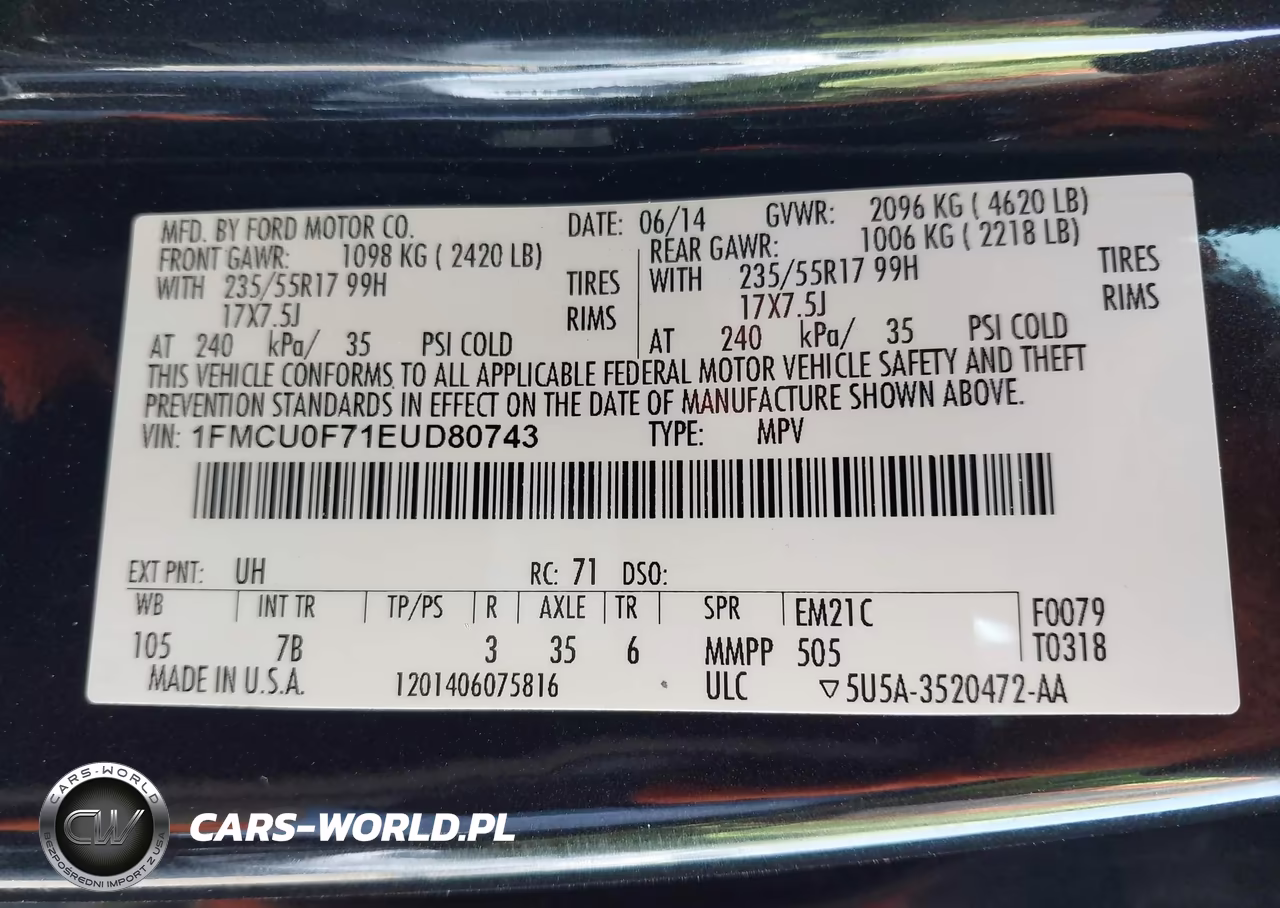2014 Ford Escape S VIN:1FMCU0F71EUD80743 - 9