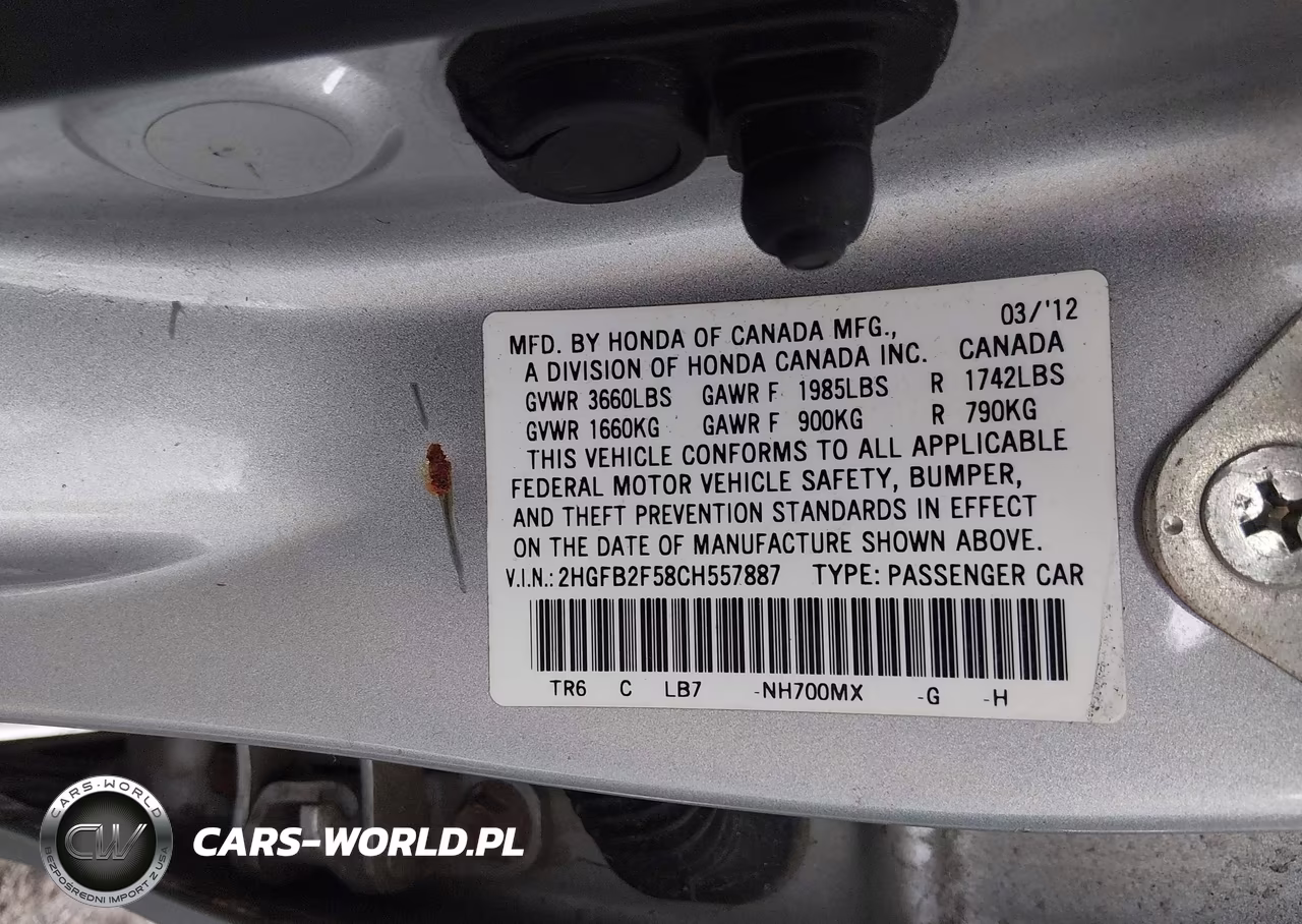 2012 Honda Civic Lx VIN:2HGFB2F58CH557887 - 9
