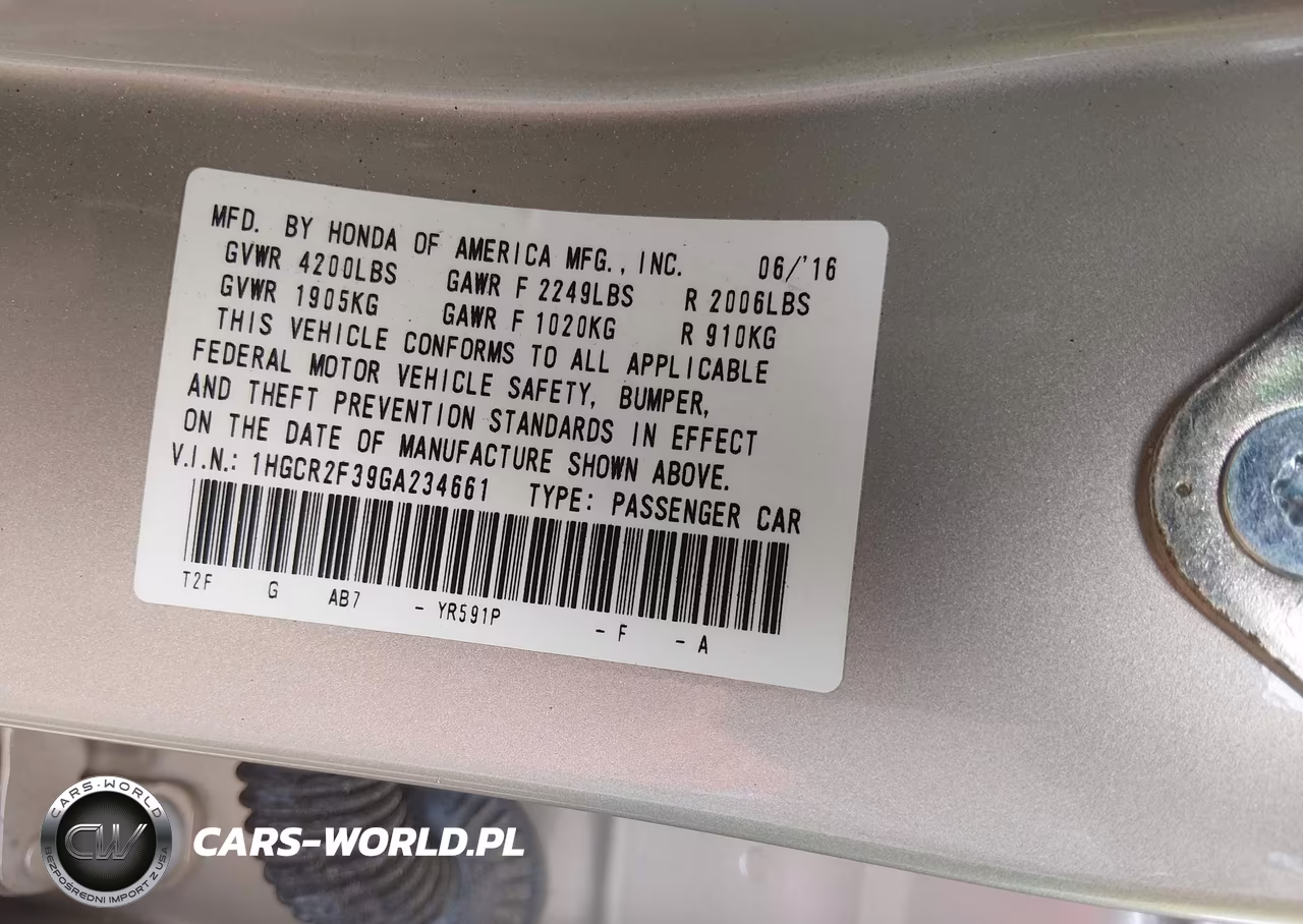 2016 Honda Accord Lx VIN:1HGCR2F39GA234661 - 9