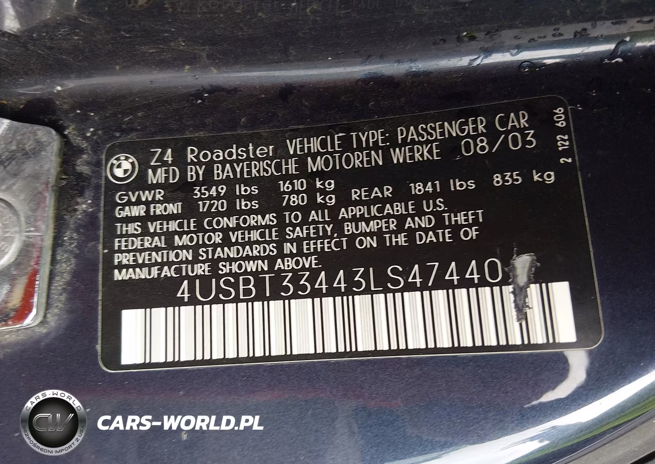 2003 BMW Z4 2.5I VIN:4USBT33443LS47440 - 9