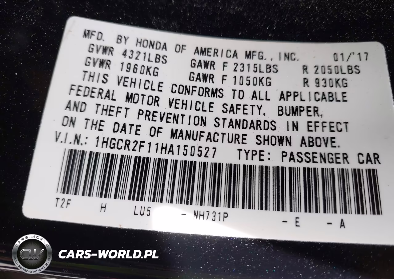 2017 Honda Accord Sport Se VIN:1HGCR2F11HA150527 - 9