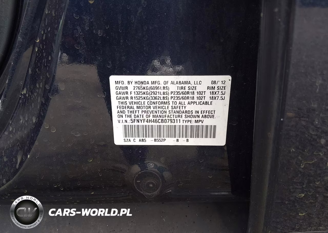 2012 Honda Pilot Ex VIN:5FNYF4H46CB079311 - 9