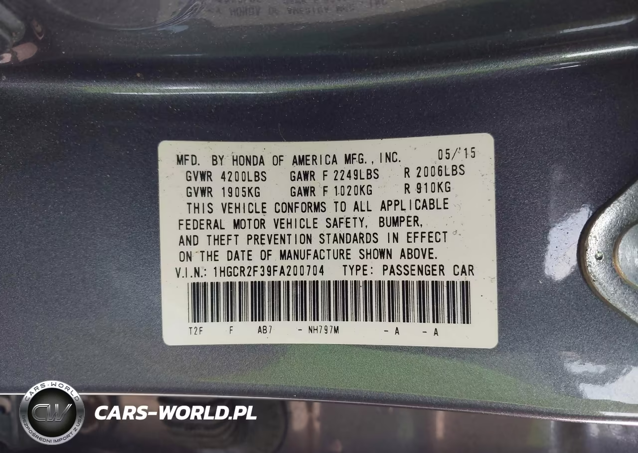 2015 Honda Accord Lx VIN:1HGCR2F39FA200704 - 9