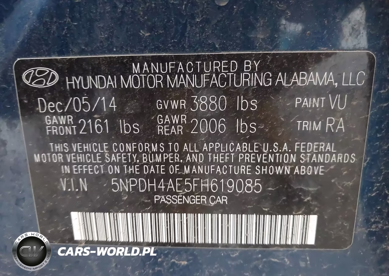 2015 Hyundai Elantra Se VIN:5NPDH4AE5FH619085 - 9