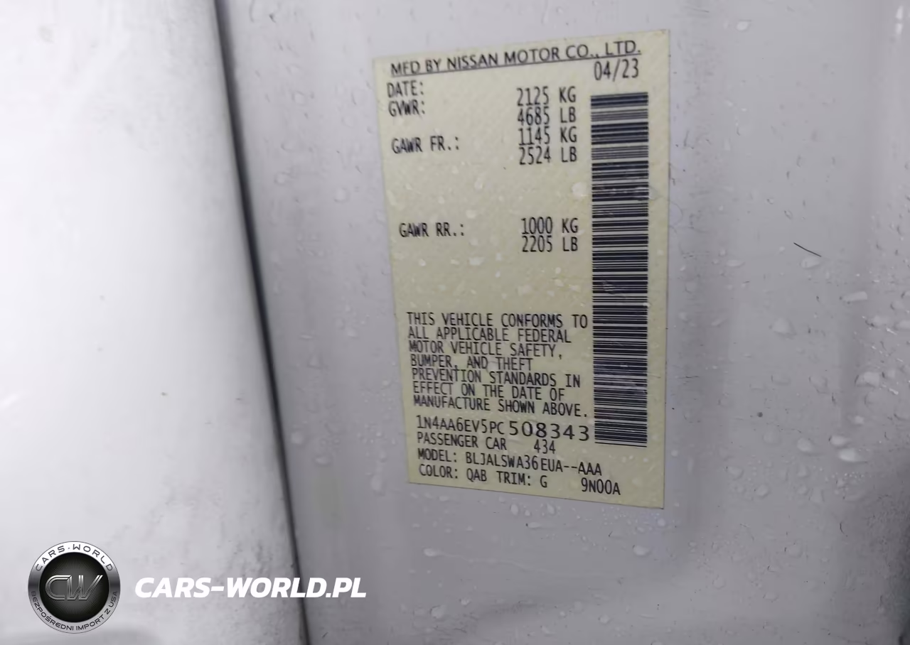 2023 Nissan Maxima Sr Xtronic Cvt VIN:1N4AA6EV5PC508343 - 9