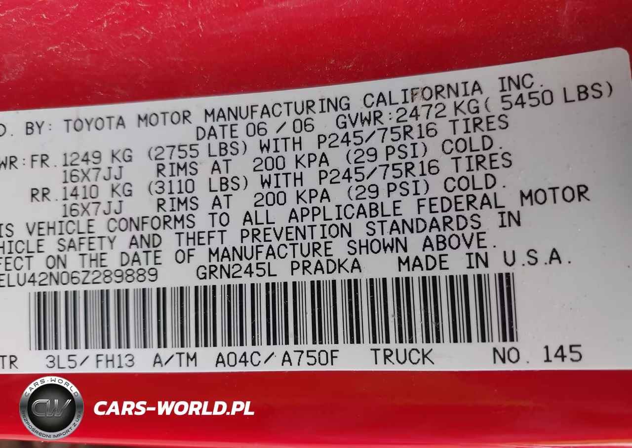 2006 Toyota Tacoma Base V6 VIN:5TELU42N06Z289889 - 9