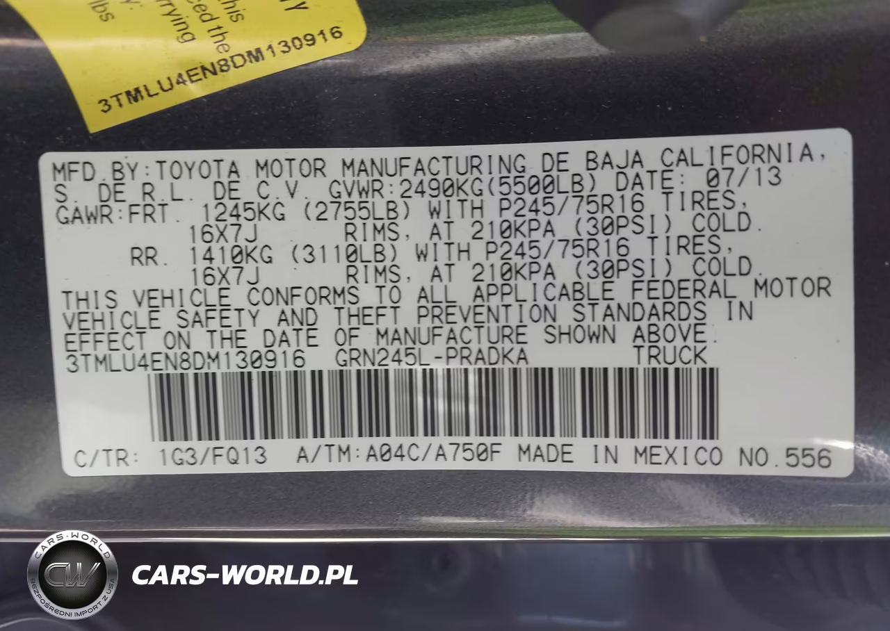 2013 Toyota Tacoma Base V6 VIN:3TMLU4EN8DM130916 - 9