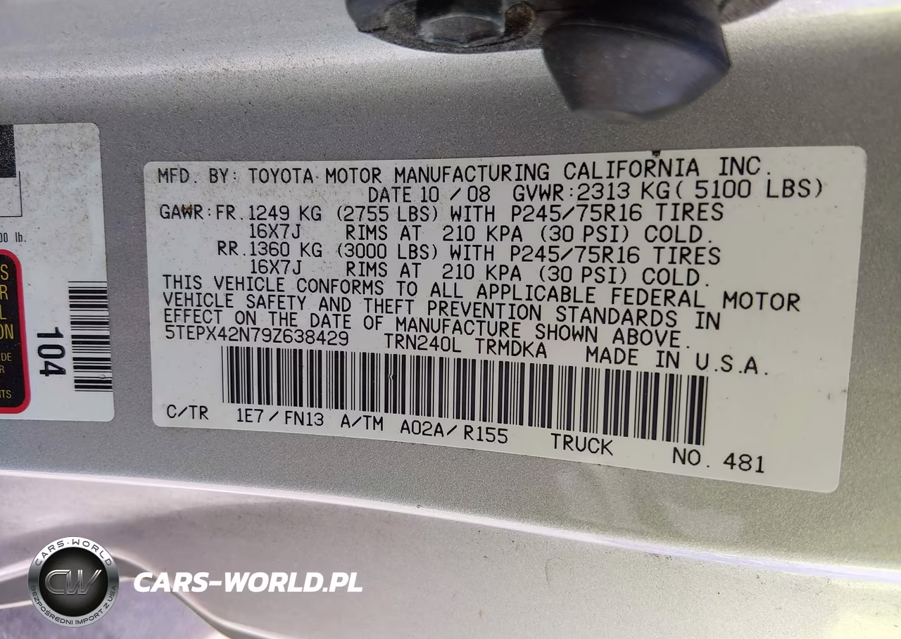 2009 Toyota Tacoma VIN:5TEPX42N79Z638429 - 9