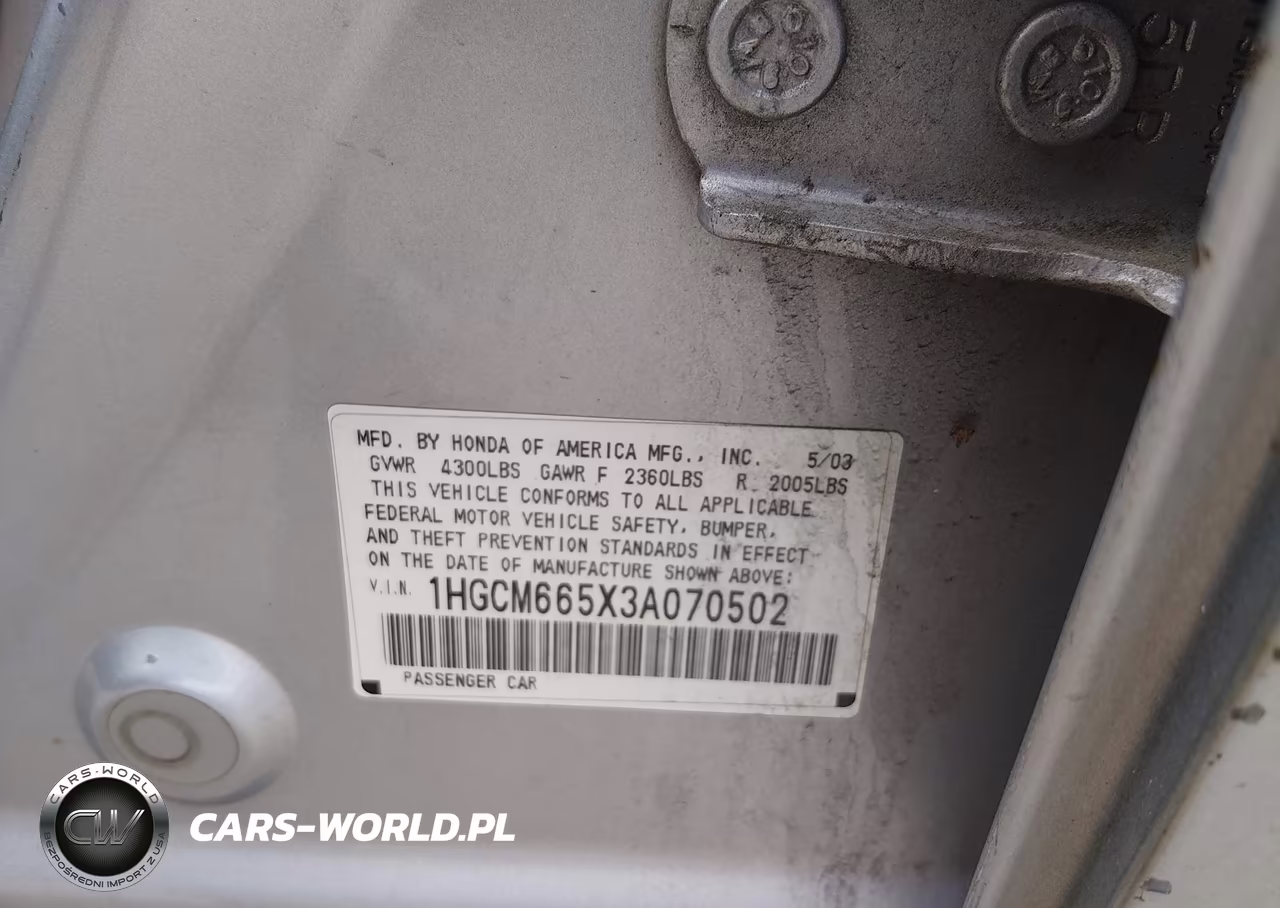 2003 Honda Accord 3.0 Ex VIN:1HGCM665X3A070502 - 9