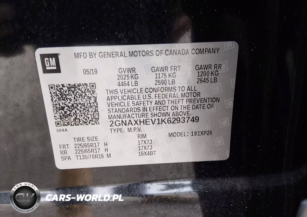 2019 Chevrolet Equinox Ls VIN:2GNAXHEV1K6293749 - 9