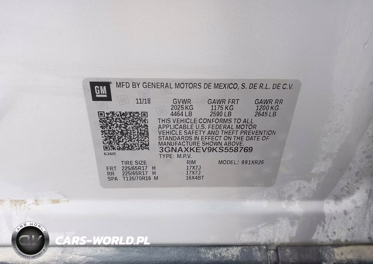 2019 Chevrolet Equinox Lt VIN:3GNAXKEV9KS558769 - 9