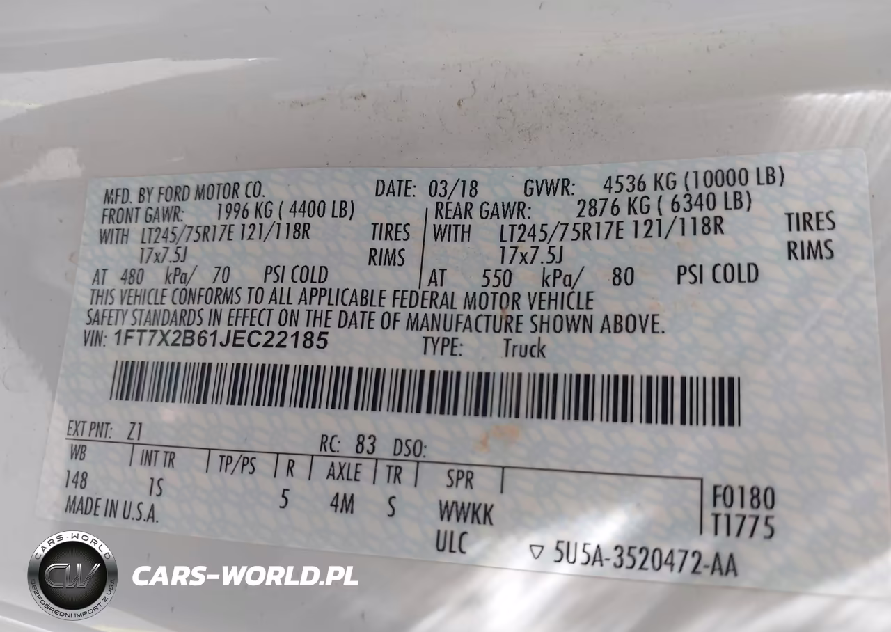 2018 Ford F-250 Xl VIN:1FT7X2B61JEC22185 - 9
