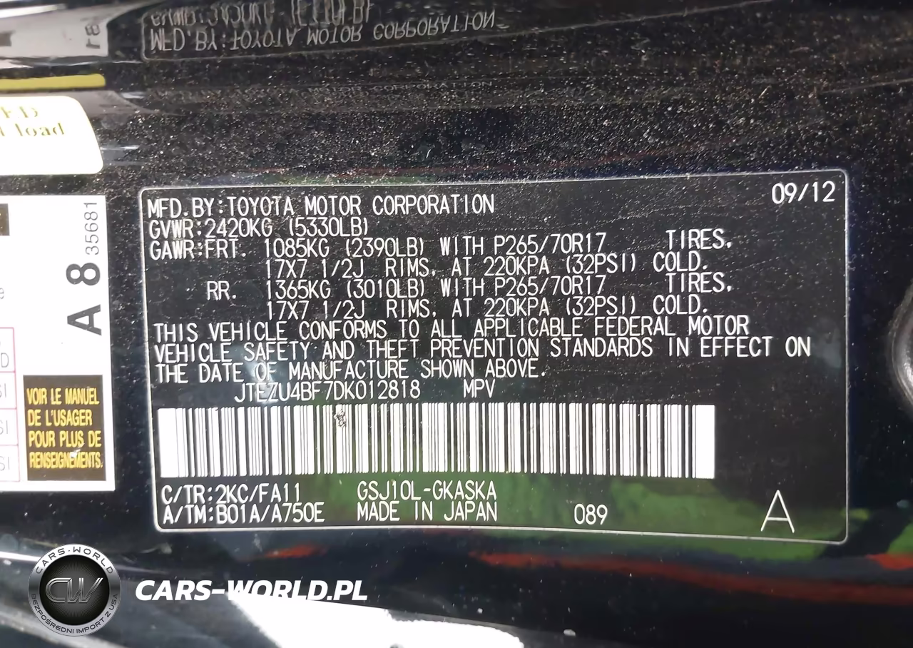 2013 Toyota Fj Cruiser VIN:JTEZU4BF7DK012818 - 9