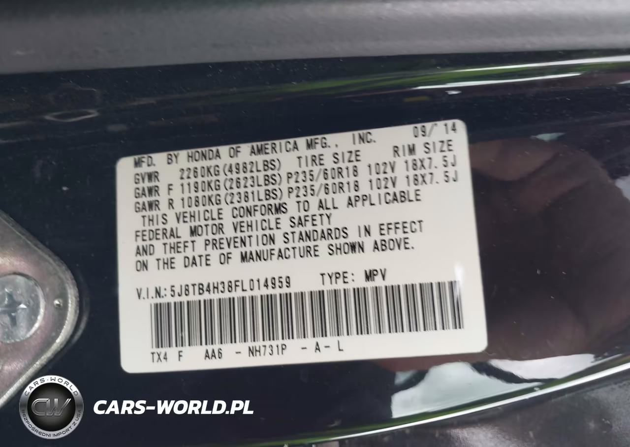 2015 Acura Rdx VIN:5J8TB4H38FL014959 - 9
