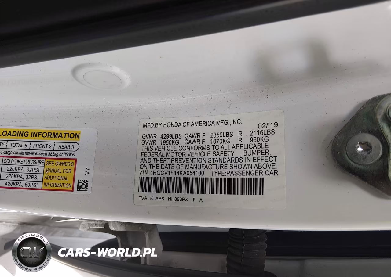 2019 Honda Accord Lx VIN:1HGCV1F14KA054100 - 9