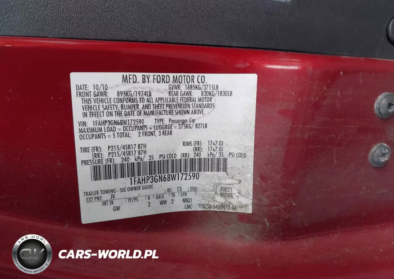 2011 Ford Focus Ses VIN:1FAHP3GN6BW172590 - 9